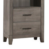Benzara Wooden Tower Nightstand with 2 Drawers and 2 Open Compartments, Gray BM220020 Gray Solid Wood BM220020