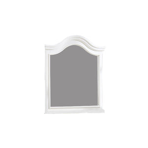 Benzara Transitional Style Wooden Frame Mirror with Molded Camelback Top, White BM220025 White Solid Wood, Veneer and Mirror BM220025