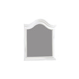 Transitional Style Wooden Frame Mirror with Molded Camelback Top, White