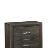 Benzara Transitional Wooden Nightstand with 2 Drawers and Metal Bar Handles, Gray BM220029 Gray Solid Wood and Veneer BM220029