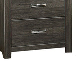 Benzara Transitional Wooden Nightstand with 2 Drawers and Metal Bar Handles, Gray BM220029 Gray Solid Wood and Veneer BM220029