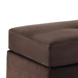 Benzara Rectangular Fabric Upholstered Ottoman with Tapered block Legs, Brown BM220048 Brown Solid Wood and Fabric BM220048