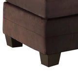 Benzara Rectangular Fabric Upholstered Ottoman with Tapered block Legs, Brown BM220048 Brown Solid Wood and Fabric BM220048