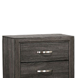 Benzara 2 Drawer Nightstand with Grain Details and Tapered Legs,Dark Gray and Black BM220080 Gray and Black Solid Wood, Veneer and Engineered Wood BM220080