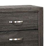 Benzara 2 Drawer Nightstand with Grain Details and Tapered Legs,Dark Gray and Black BM220080 Gray and Black Solid Wood, Veneer and Engineered Wood BM220080