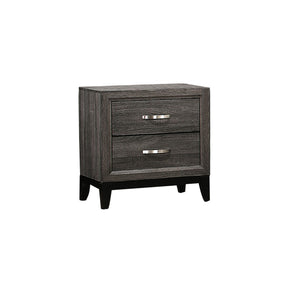 Benzara 2 Drawer Nightstand with Grain Details and Tapered Legs,Dark Gray and Black BM220080 Gray and Black Solid Wood, Veneer and Engineered Wood BM220080