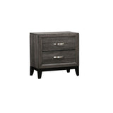 Benzara 2 Drawer Nightstand with Grain Details and Tapered Legs,Dark Gray and Black BM220080 Gray and Black Solid Wood, Veneer and Engineered Wood BM220080