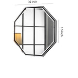 Benzara Metal Frame Octagon Shaped Wall Mirror with Mounting Hardware, Silver BM220086 Silver Metal BM220086