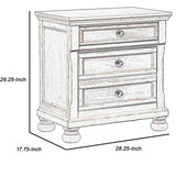 Benzara Cottage 2 Drawer Nightstand with Molded Details and Bun feet, Antique White BM220093 White Solid Wood, Veneer and Engineered Wood BM220093