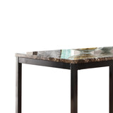 Benzara Faux Marble Top Dining Table with Metal Straight Legs, Brown and Black BM220104 Brown and Black Metal, Faux Marble and Engineered Wood BM220104