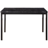 Benzara Faux Marble Top Dining Table with Metal Straight Legs, Black BM220105 Black Metal, Faux Marble and Engineered Wood BM220105