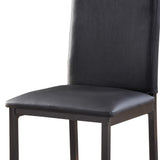 Benzara Slim Leatherette Dining Chair with Straight Metal Legs, Set of 4, Black BM220106 Black Metal and Faux Leather BM220106