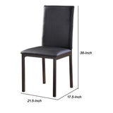 Benzara Slim Leatherette Dining Chair with Straight Metal Legs, Set of 4, Black BM220106 Black Metal and Faux Leather BM220106