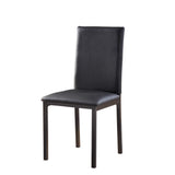 Benzara Slim Leatherette Dining Chair with Straight Metal Legs, Set of 4, Black BM220106 Black Metal and Faux Leather BM220106