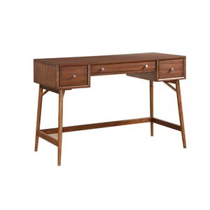 Benzara 3 Drawer Wooden Counter Height Writing Desk with Splayed Legs, Walnut Brown BM220117 Brown Solid Wood, Veneer and Engineered Wood BM220117