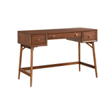 3 Drawer Wooden Counter Height Writing Desk with Splayed Legs, Walnut Brown