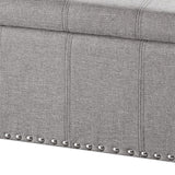 Benzara Fabric Button Tufted Lift Top Storage Bench with Nailhead Trim, Gray BM220140 Gray Solid Wood and Fabric BM220140