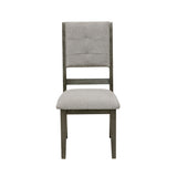 Benzara Open Design Back Fabric Side Chair with Wooden Legs, Set of 2, Gray BM220153 Gray Solid Wood and Fabric BM220153