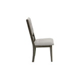 Benzara Open Design Back Fabric Side Chair with Wooden Legs, Set of 2, Gray BM220153 Gray Solid Wood and Fabric BM220153