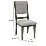 Benzara Open Design Back Fabric Side Chair with Wooden Legs, Set of 2, Gray BM220153 Gray Solid Wood and Fabric BM220153