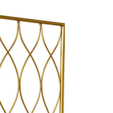 Benzara 3 Panel Metal Frame Screen with Twisted Oval Design, Gold BM220188 Gold Metal BM220188