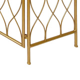 Benzara 3 Panel Metal Frame Screen with Twisted Oval Design, Gold BM220188 Gold Metal BM220188