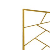 Benzara 3 Panel Metal Frame Screen with Lattice Cut Out Design, Gold BM220189 Gold Metal BM220189