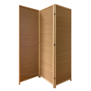 Benzara 3 Panel Bamboo Shade Roll Room Divider, Natural Brown BM220191 Brown Bamboo BM220191