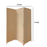 Benzara 3 Panel Bamboo Shade Roll Room Divider, Beige BM220193 Beige Bamboo BM220193