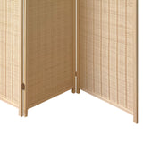 Benzara 4 Panel Bamboo Shade Roll Room Divider, Beige BM220194 Beige Bamboo BM220194