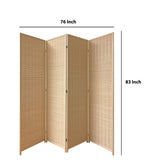 Benzara 4 Panel Bamboo Shade Roll Room Divider, Beige BM220194 Beige Bamboo BM220194