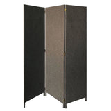 3 Panel Fabric Upholstered Wooden Screen with Straight Legs, Gray