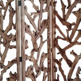 Benzara 3 Panel Wooden Screen with Mulberry Alpine Like Branches Design, Brown BM220198 Brown Solid Wood BM220198