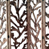 Benzara 4 Panel Wooden Screen with Mulberry Alpine Like Branches Design, Brown BM220199 Brown Solid Wood BM220199