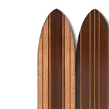 Benzara 3 Panel Wooden Screen with Surfboard Shape Design, Brown BM220200 Brown Solid Wood BM220200