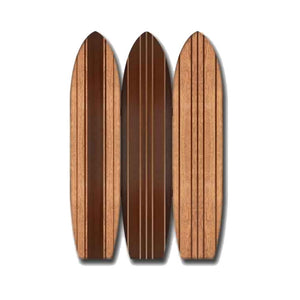 Benzara 3 Panel Wooden Screen with Surfboard Shape Design, Brown BM220200 Brown Solid Wood BM220200