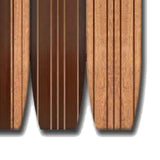 Benzara 3 Panel Wooden Screen with Surfboard Shape Design, Brown BM220200 Brown Solid Wood BM220200