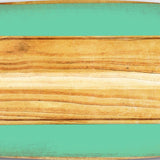 Benzara Wooden Surfboard Shape Wall Art with Mounting Hardware, Brown and Aqua Blue BM220207 Brown and Blue Solid Wood BM220207