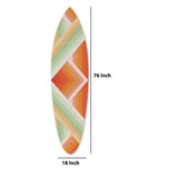 Benzara Wooden Surfboard Wall Art with Chevron and Stripe Print, Multicolor BM220211 Multicolor Solid Wood BM220211