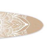 Benzara Wooden Surfboard Wall Art with Medallion Print, Brown and White BM220213 Brown and White Solid Wood BM220213