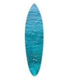 Benzara Wooden Surfboard Wall Art with Ocean Print, Glossy Blue BM220214 Blue Solid Wood BM220214