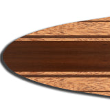 Benzara Wooden Surfboard Wall Art with Block Stripe Print, Brown BM220217 Brown Solid Wood BM220217