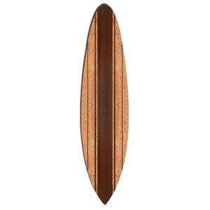 Benzara Wooden Surfboard Wall Art with Block Stripe Print, Brown BM220217 Brown Solid Wood BM220217