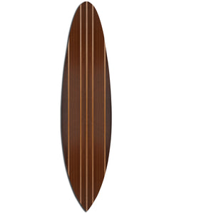 Benzara Contemporary Style Wooden Surfboard Wall Art with Stripe Print, Brown BM220218 Brown Solid Wood BM220218