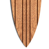 Benzara Contemporary Wooden Surfboard Wall Art with Block Stripe Print, Brown BM220219 Brown Solid Wood BM220219