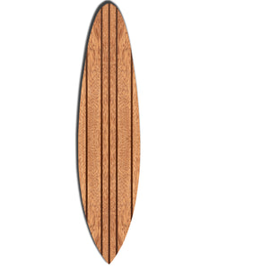 Benzara Contemporary Wooden Surfboard Wall Art with Block Stripe Print, Brown BM220219 Brown Solid Wood BM220219