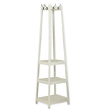 Benzara Wooden Frame Hall Stand with 8 Dual Hooks and 3 Shelves, White BM220226 White Solid Wood BM220226