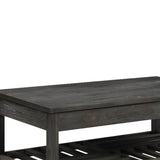 Benzara Transitional Style Wooden Coffee Table with Open Slatted Shelf, Gray BM220234 Gray Solid wood BM220234