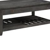 Benzara Transitional Style Wooden Coffee Table with Open Slatted Shelf, Gray BM220234 Gray Solid wood BM220234