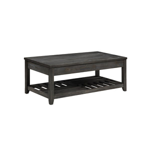 Benzara Transitional Style Wooden Coffee Table with Open Slatted Shelf, Gray BM220234 Gray Solid wood BM220234